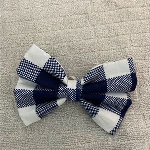 Blue + White Buffalo check dog bow tie